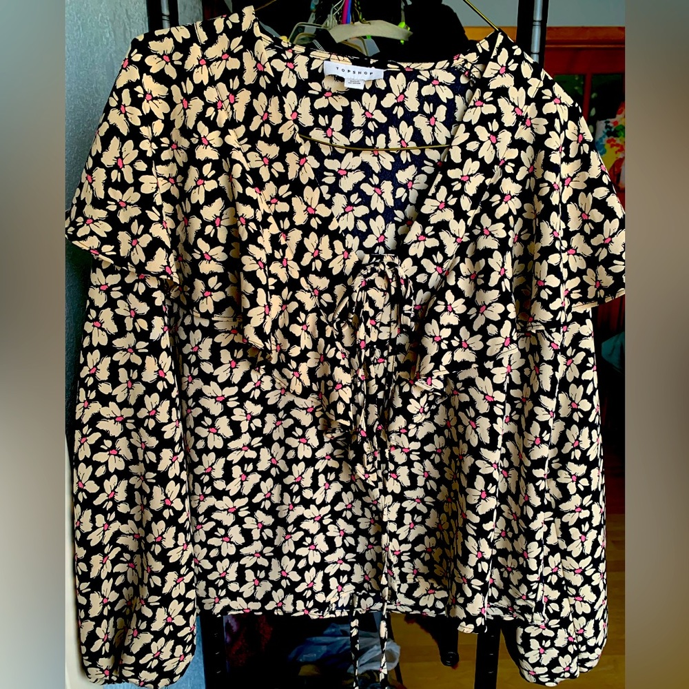 Topshop floral blouse with ruffles